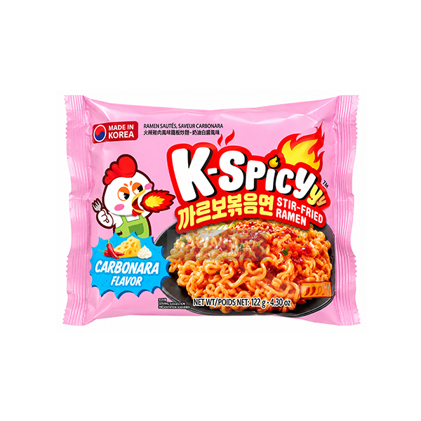 K SPICY Carbonara Stir-Fried Instant Noodles 488 g (4 × 122 g)