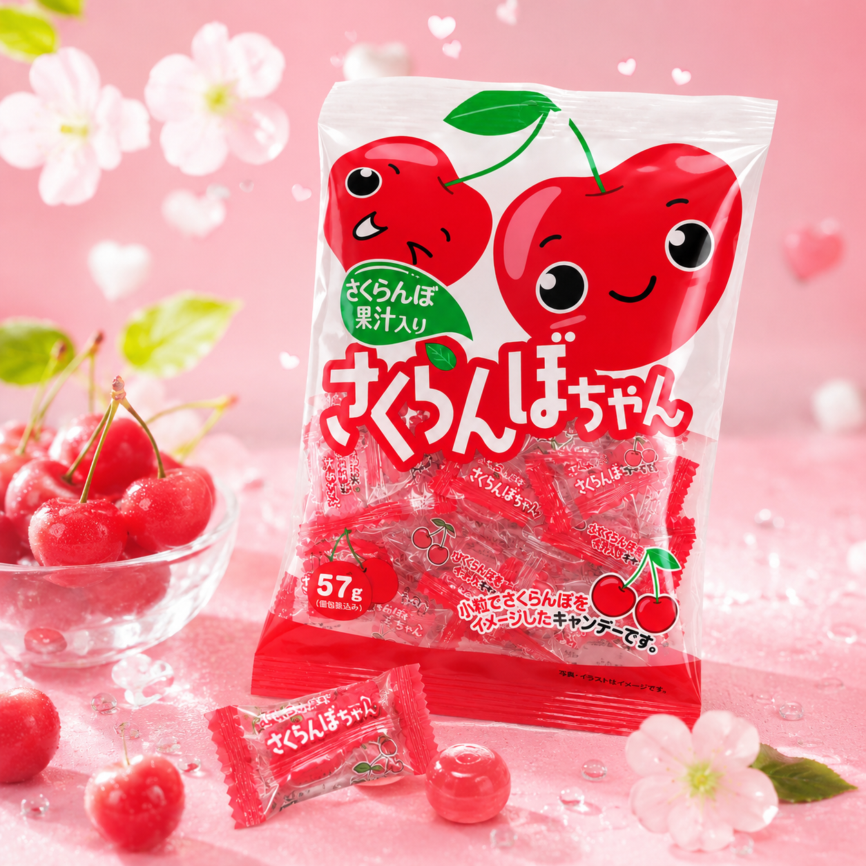 Kawaguchi Seika Sakuranbo Ame-chan (Kirschbonbons) 57g