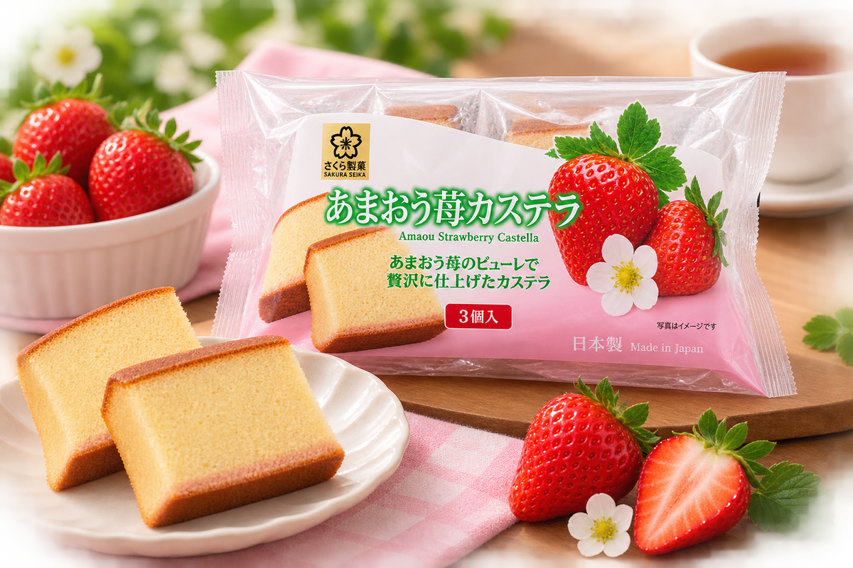 Sakuraseika Premium Erdbeer-Kastella, 3 Stück, 105 g
