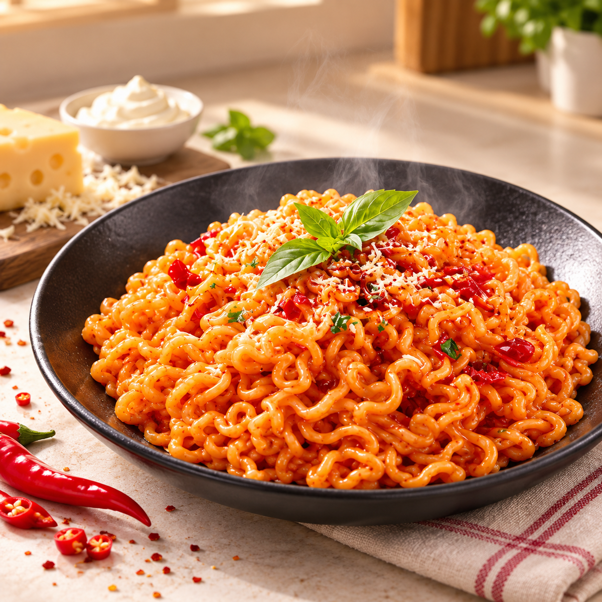 K SPICY Gebratene Instantnudeln mit Carbonara-Geschmack 488 g (4 × 122 g)