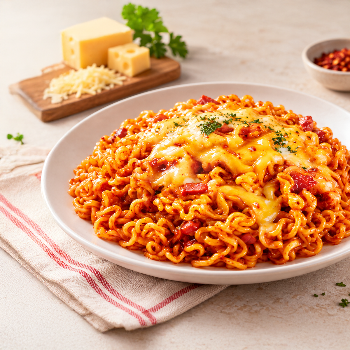 K SPICY Gebratene Instantnudeln mit Käsegeschmack 492 g (4 × 123 g)