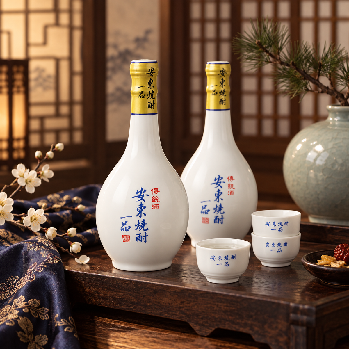 Andong Ilpum Soju Special No. 2 Gift Set 800ml (400ml*2 bottles + 3 glasses)