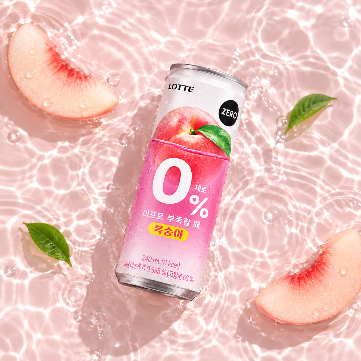 롯데 2% 부족할때 제로 복숭아맛 240ml