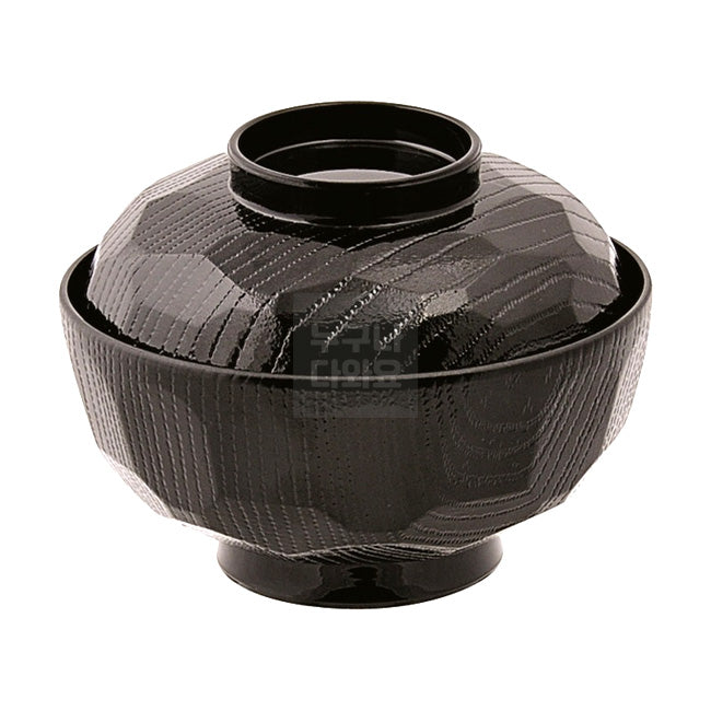 ABS Japanische traditionelle Lackschale (mit Deckel) 12x9,5cm 300ml Schwarz