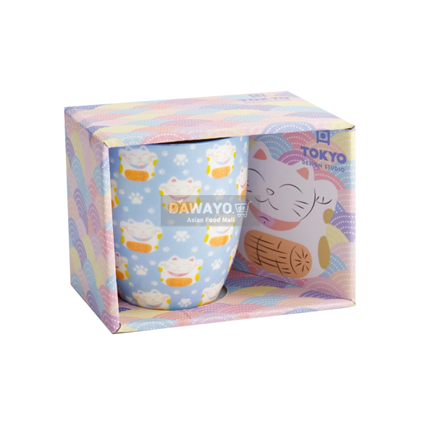Kawaii Lucky Cat Tasse Blau 340ml (Ideal als Geschenk!)