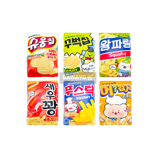 스트레스 해소! 라면&과자 패러디 스퀴시 13.5*9.5cm (이미지 랜덤 발송)