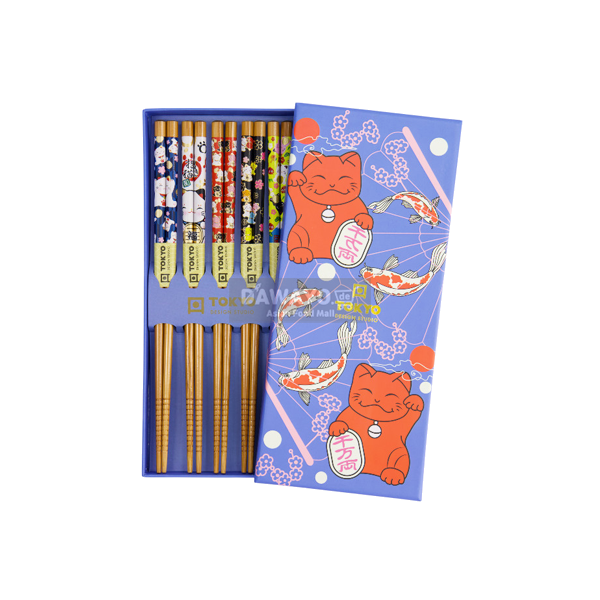 5er-Geschenkset japanischer Essstäbchen (zufällige Motive)