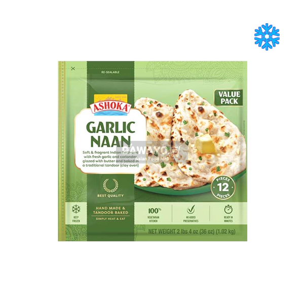 ASHOKA  Naan Garlic Family Pack 12 PCS  1.02kg