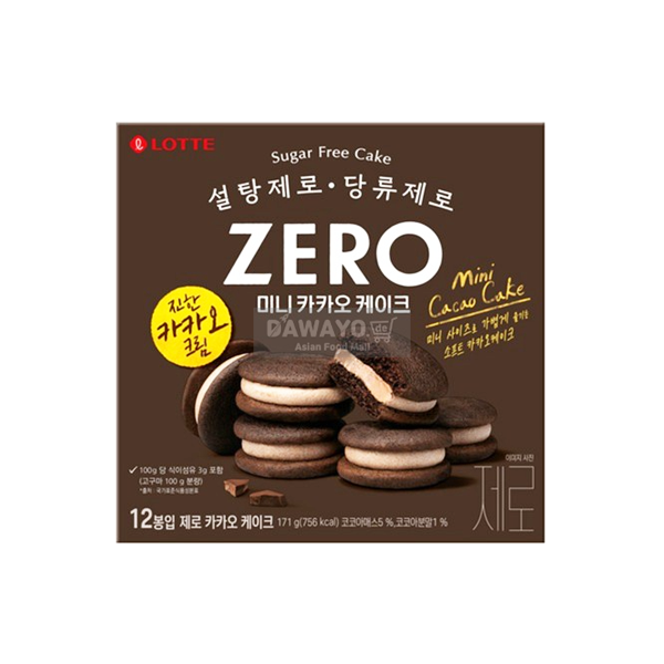 롯데 ZERO 카카오케이크 12개입 171g