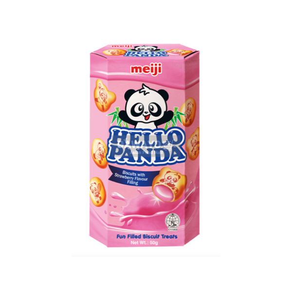 MEIJI Hello Panda Strawberry Flavored Biscuit with Strawberry Filling 50g
