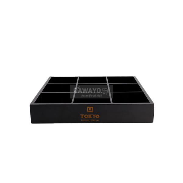 Traditionelle japanische Box, 9 Fächer, 33x33x5.5cm (Schwarz)