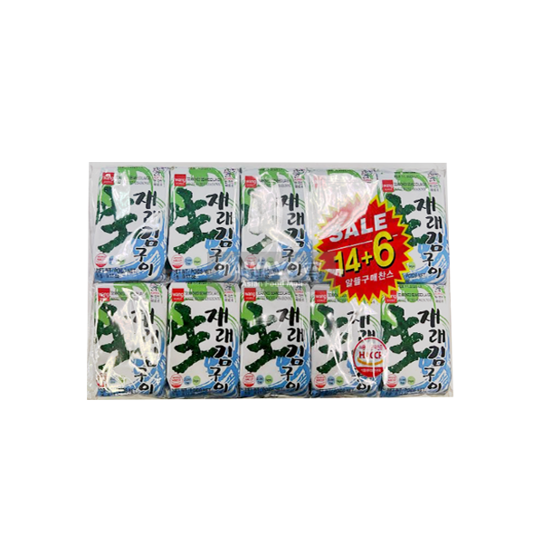 Wangsaeng Traditional Lunch Box Roasted Seaweed 20 Count 100g (5g*20 packs)