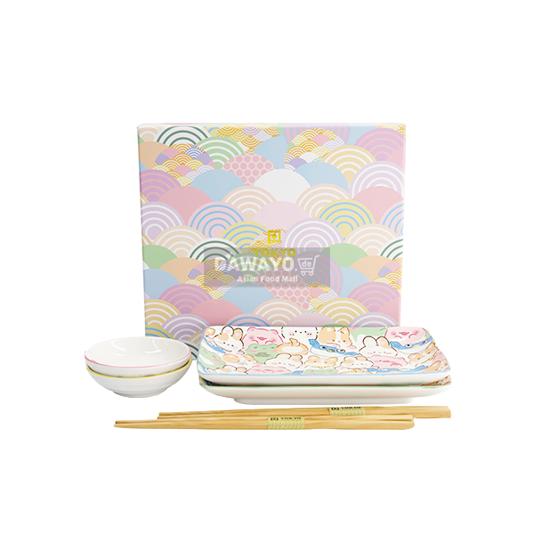 Kawaii Tierfreunde Sushi-Geschirrset, 6-teilig (Geschenkset)