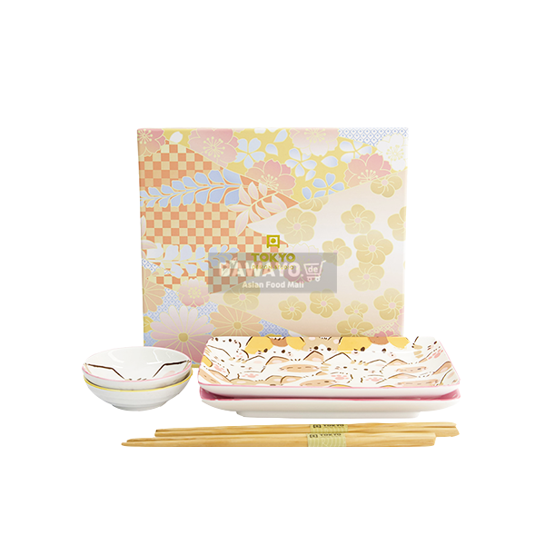Kawaii Katze Sushi-Geschirr 6-teilig (Geschenkset)