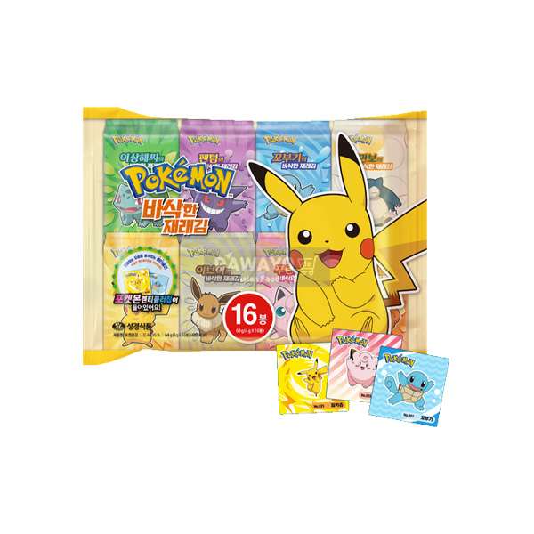 Jidopyo Knuspriges Trad. Pokémon Gim 16 Stück (inkl. Sticker) 64g