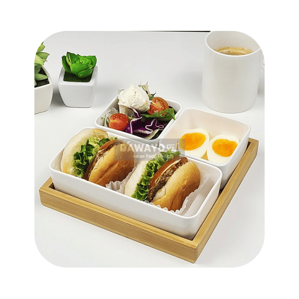Fowler's Server-Bowl-Set für Alleinesser (Groß/4tlg./inkl. Holztablett)