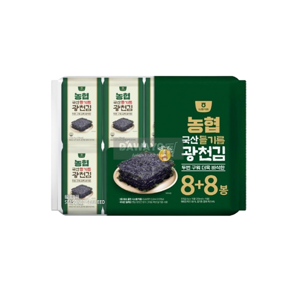 Seasoned Gim made by Gwangcheon Nonghyup with domestic perilla oil 64g (4g*16)