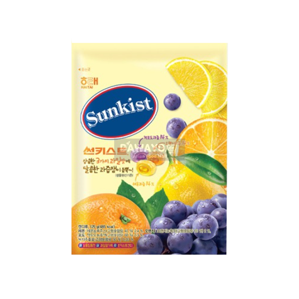 [내수용] 해태 3가지 과일맛에 과즙잼이 듬뿍 썬키스트사탕 125g